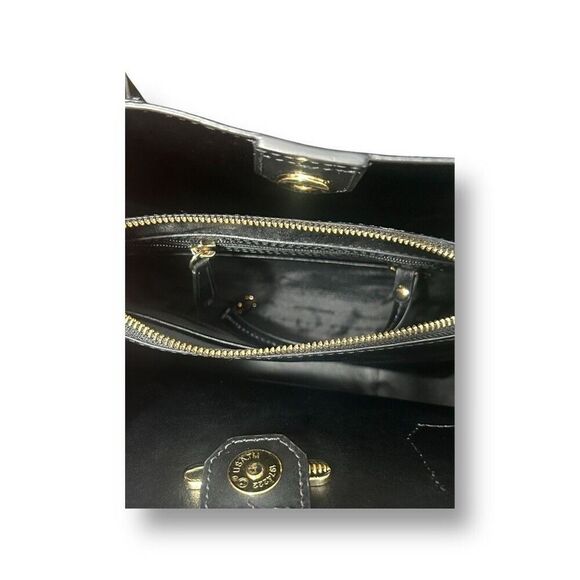 Michael Kors Mercer Gallery Leather Tote Black Gold Hardware Center Zip Pebbled - Picture 14 of 16